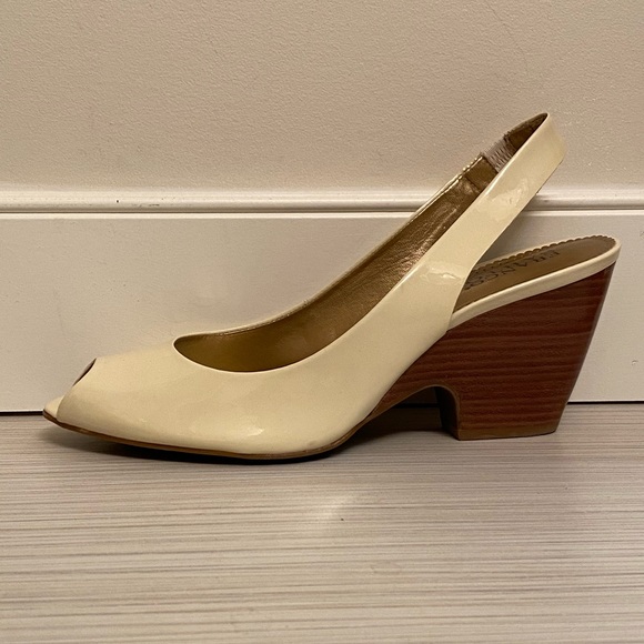 Franco Sarto Patent Leather Wedge Slingback Pumps - Picture 10 of 11